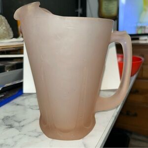 Vintage Frosted Pink Indiana Glass pitcher